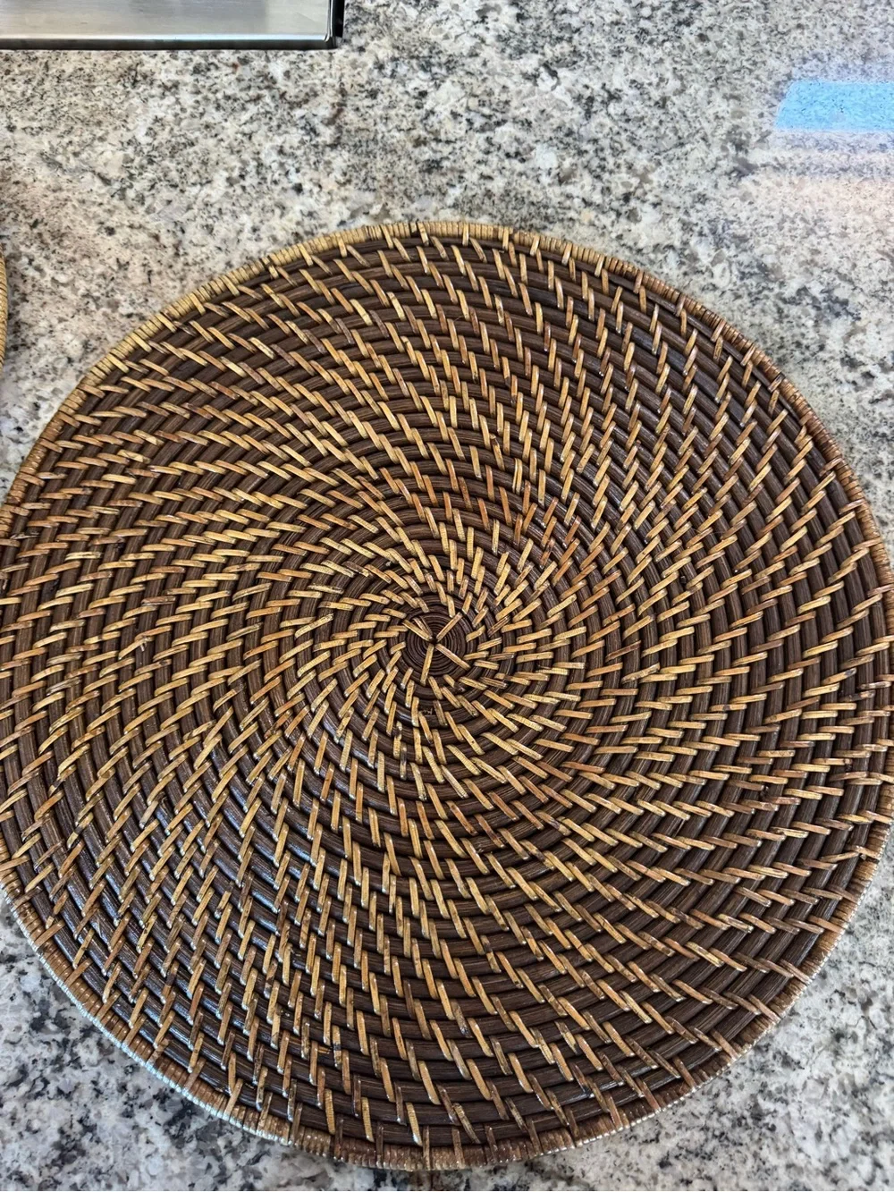 Woven Round Rattan Placemats - Brown Set